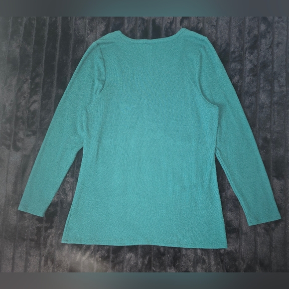 Torrid Women’s Teal Ribbed Long Sleeve Button Front Top Polyester Rayon Size 3 - Picture 3 of 10